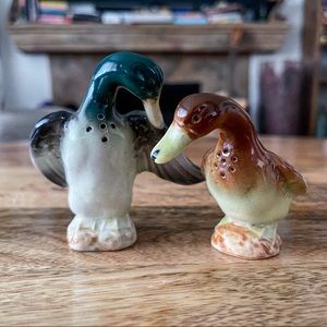 Mallard Ducks Salt and Pepper Shakers VTG MCM 1950s Japan stamp